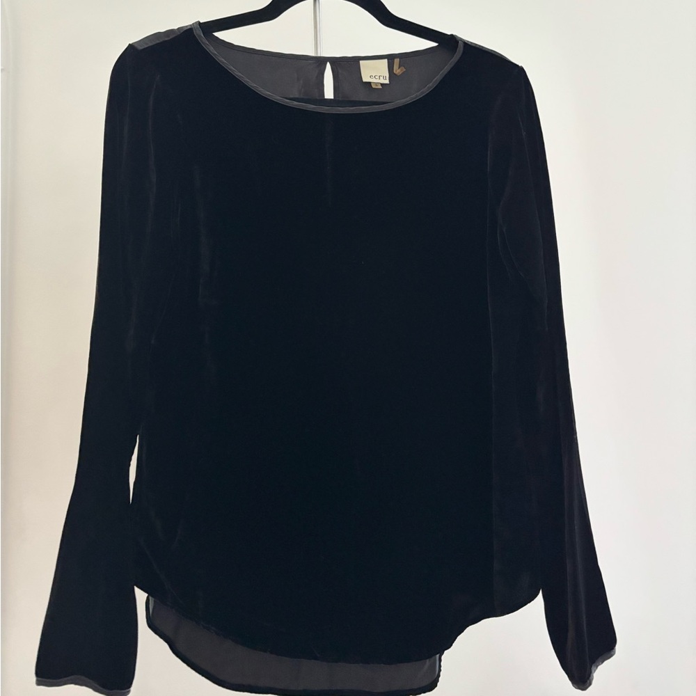 NWOT Ecru Black Velvet Blouse